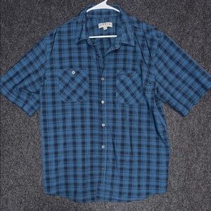 Orvis Men's Navy Checkered Button Down Shirt